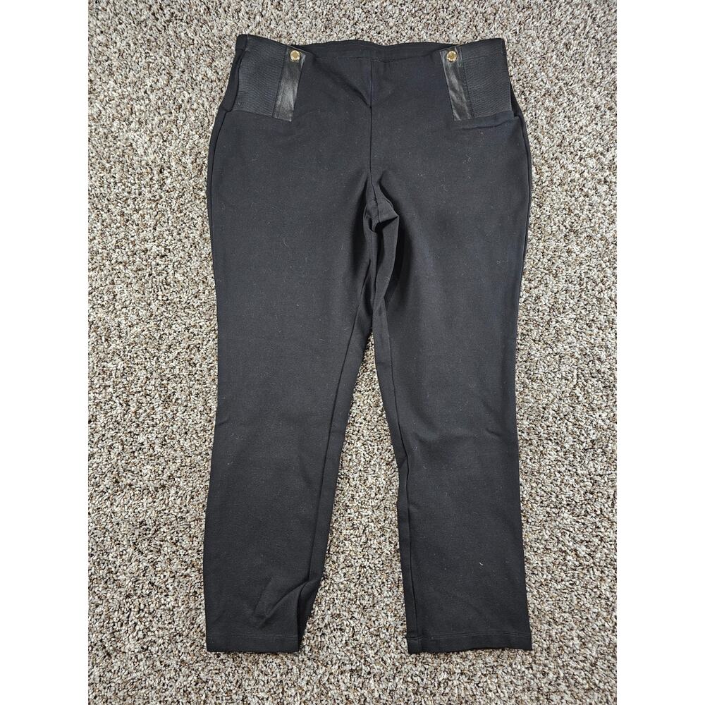 Anne Klein Womens Sz L Pull On Skinny Leg Dress Pants Black Tummy Slimming - Picture 1 of 4